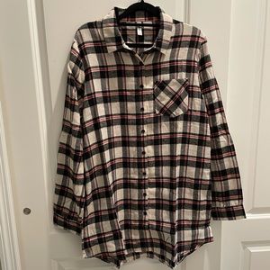 NWOT LS red/black plaid shirt, XL